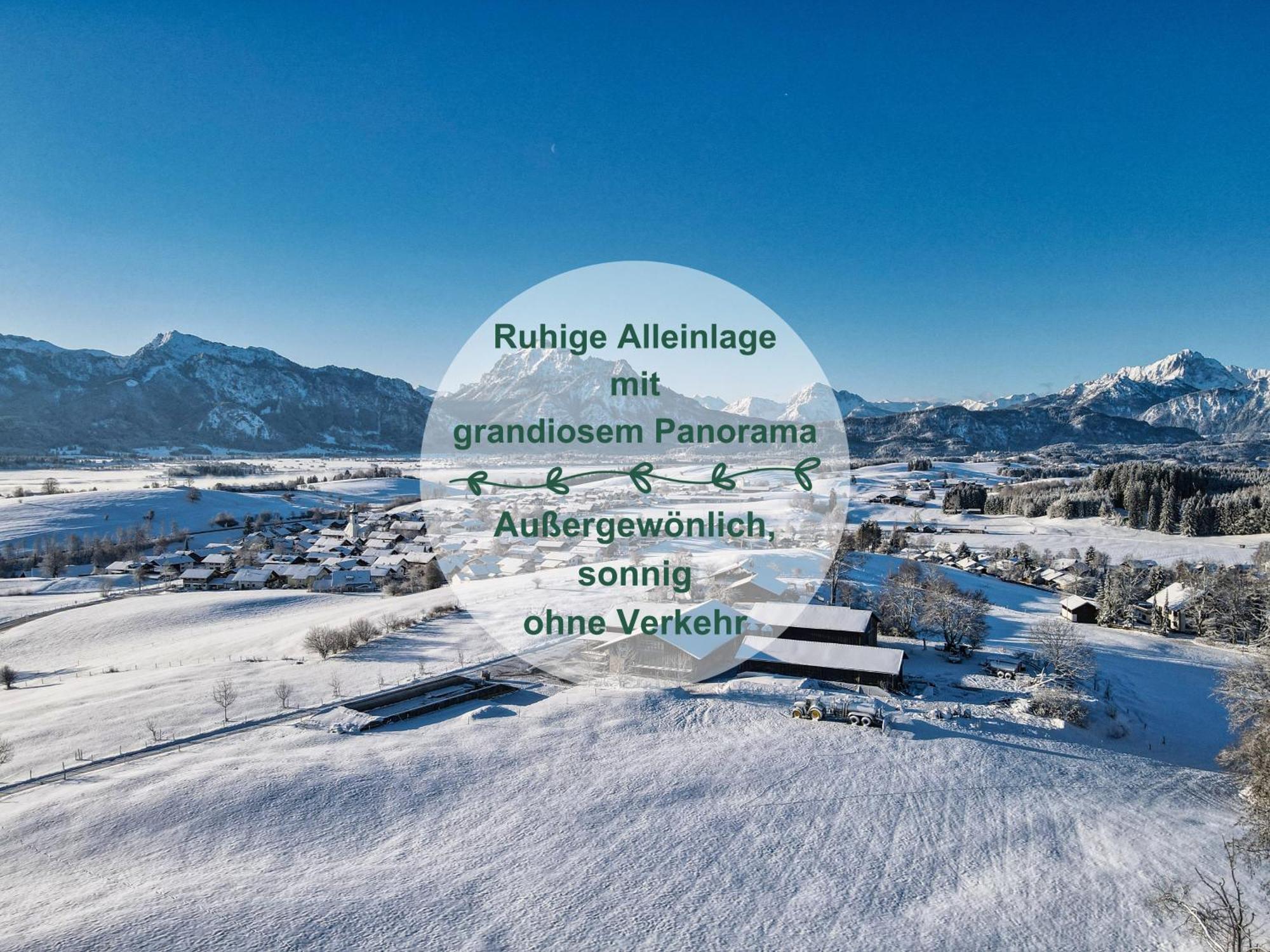 Chalet - Ferienwohnungen - Biohof Stoeger - Panoramasuedbalkon - Grandiose Aussicht Auf See, Berge Und Schloss Neuschwanstein Rieden Exterior foto