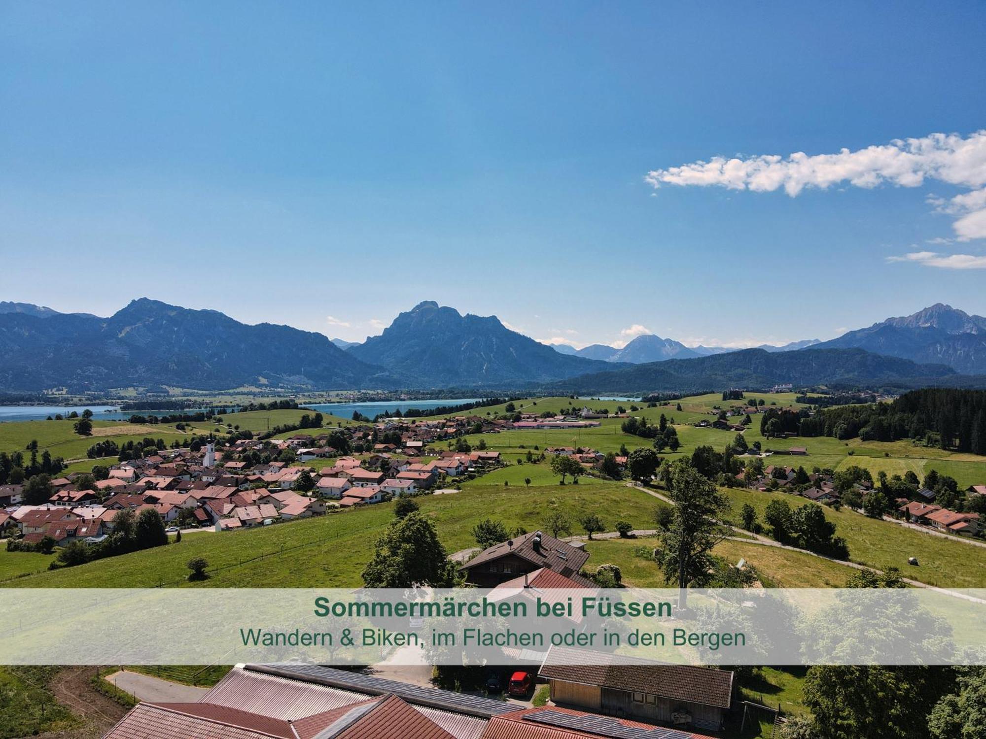Chalet - Ferienwohnungen - Biohof Stoeger - Panoramasuedbalkon - Grandiose Aussicht Auf See, Berge Und Schloss Neuschwanstein Rieden Exterior foto